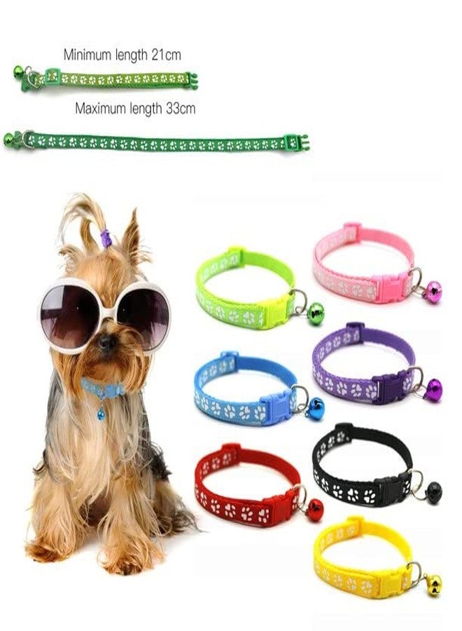 Pups&Pets Footprint Cat Collar with Bell Basic Dog Cat Collar Buckle Adjustable Polyester Cat Dog Collar Quick Release and Breathable Collar 10 MM (Red Color) - Image 3